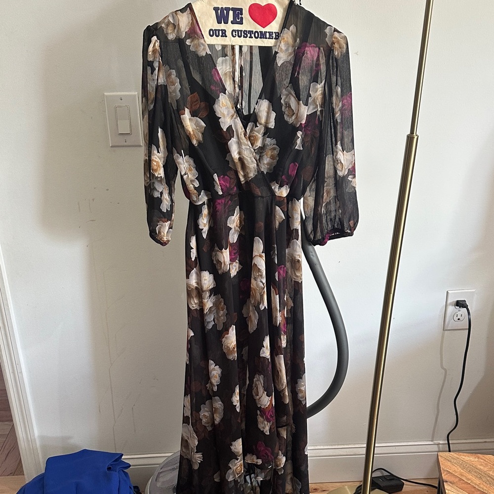 Calvin Klein Black Floral Maxi Dress